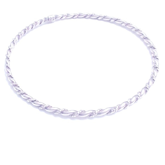 Vintage Jewelry - 925 Solid Sterling Silver Rope Twisted Bangle Bracelet